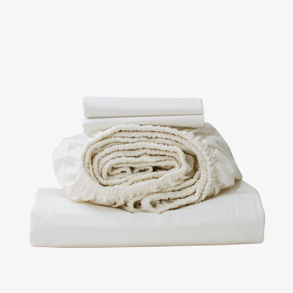 Heavyweight Percale Cotton Sheet Set Ivory