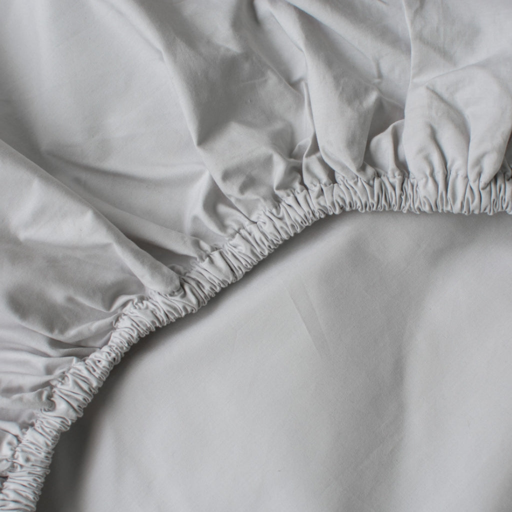 Thicker Percale Cotton Fitted Sheet Set Ash Grey