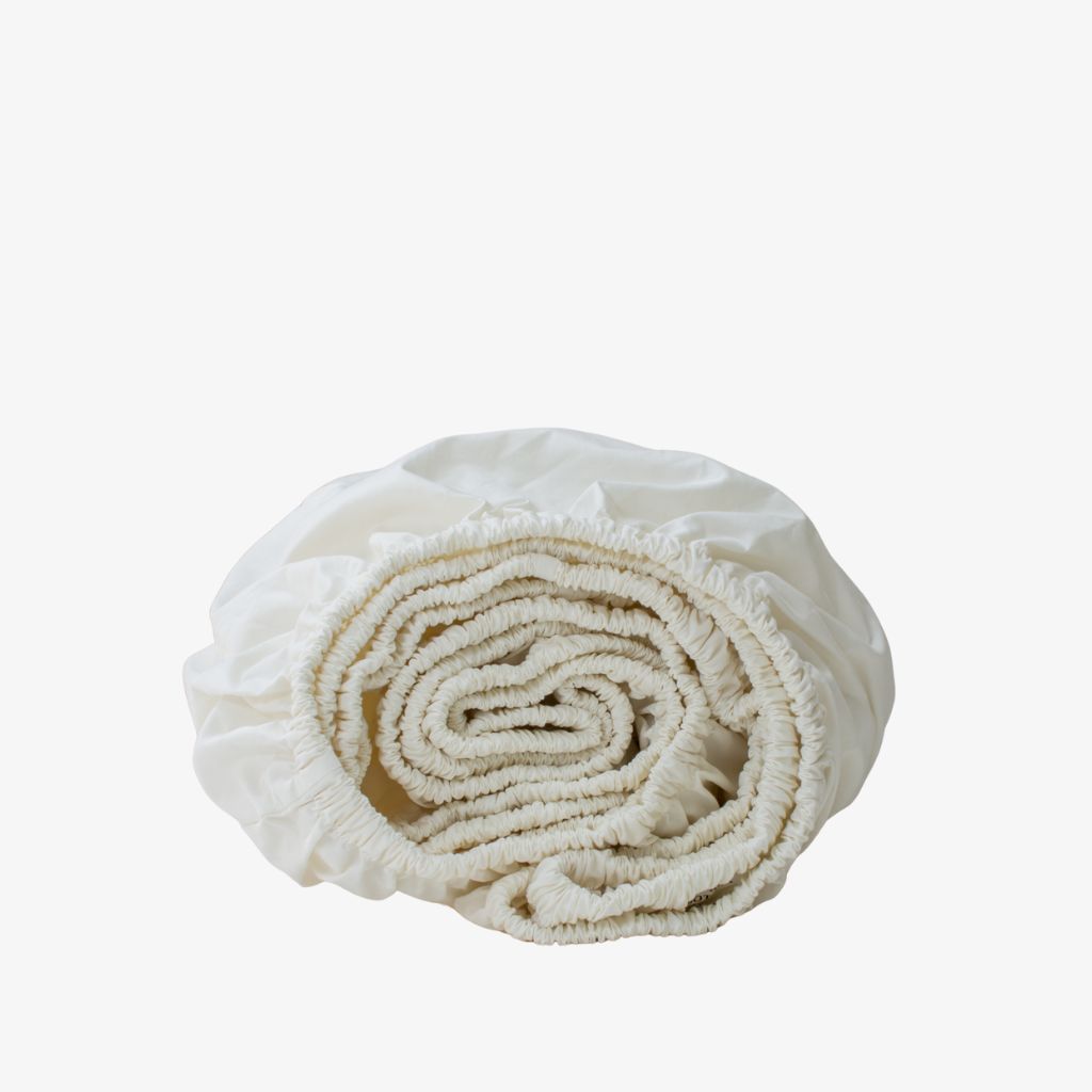 Heavyweight Cotton Percale Fitted Sheet Ivory