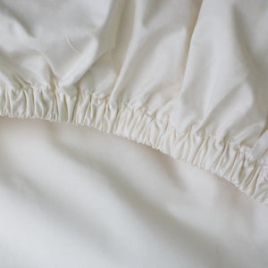 Heavyweight Cotton Percale Fitted Sheet Ivory Off White