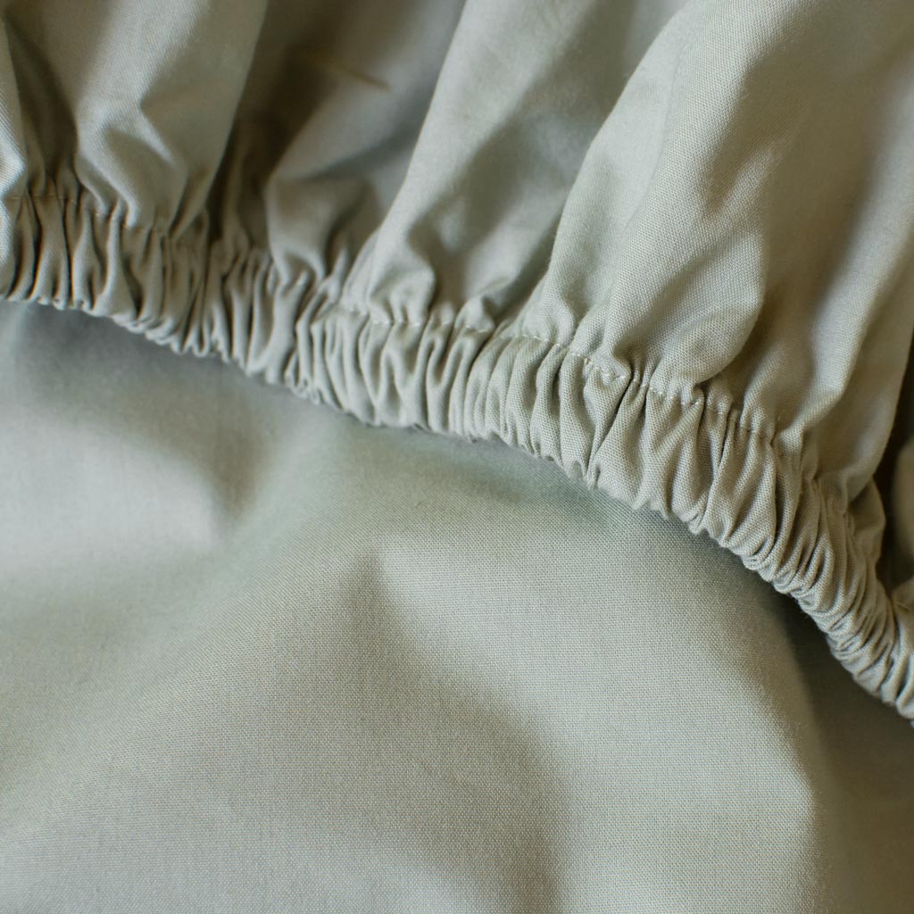 Crisp Percale Cotton Fitted Sheet Sage Green
