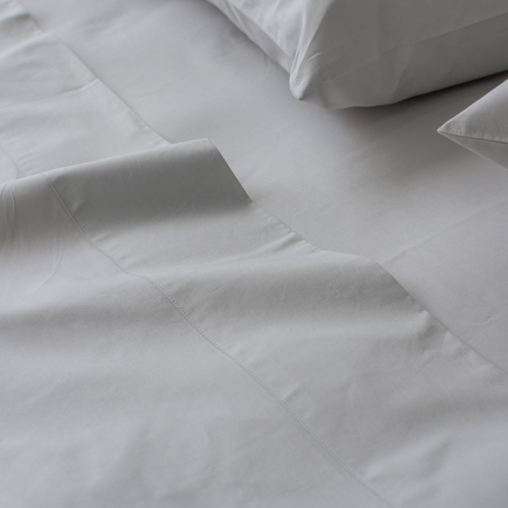 Heavyweight Percale Cotton Sheet Set Flat Sheet Ash Grey