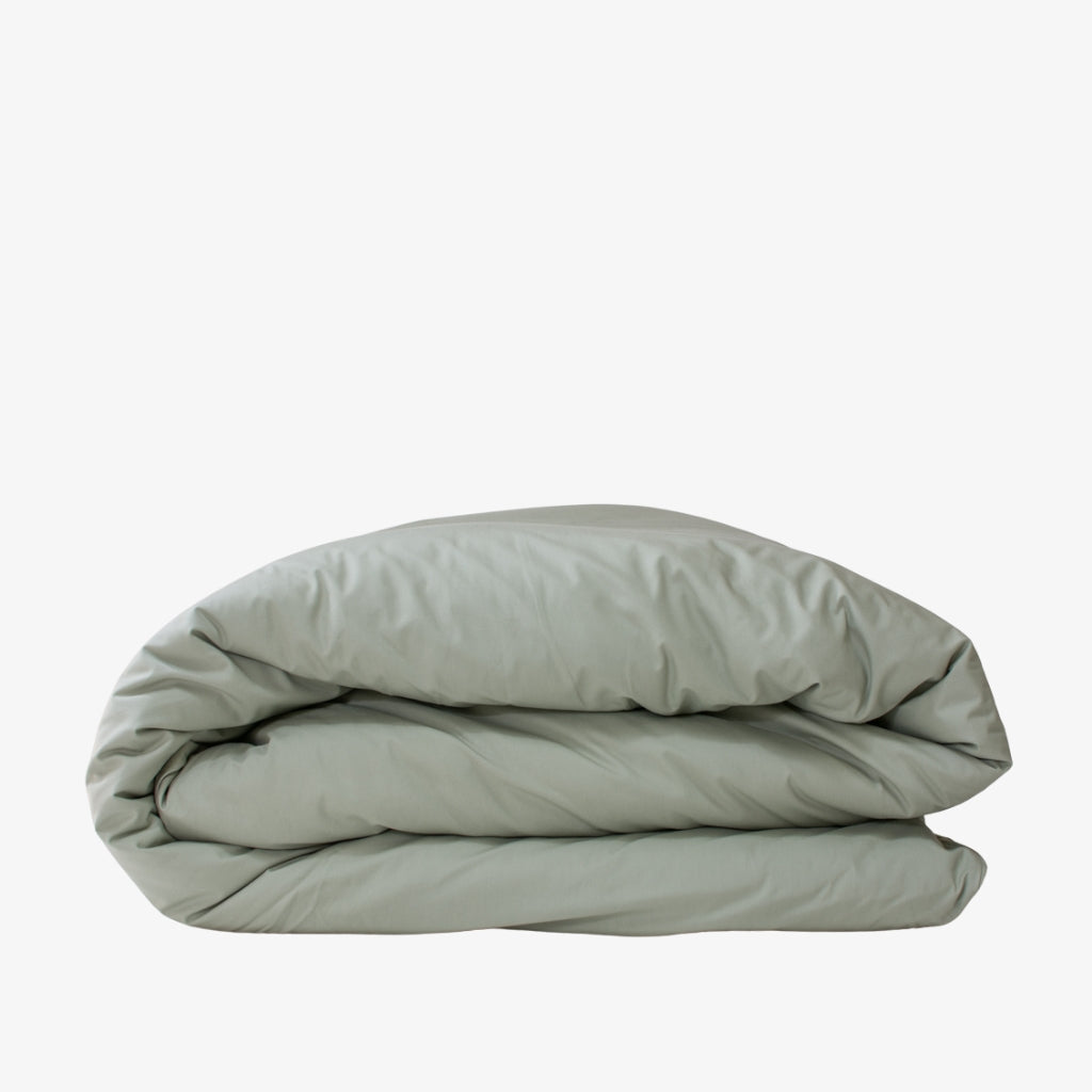 Heavyweight Cotton Percale Quilt Cover Sage Green