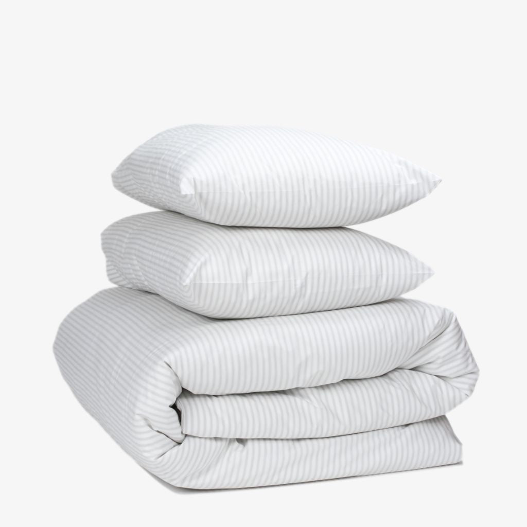 Heavy duty cotton quilt cover grey Ash Ticking Stripe