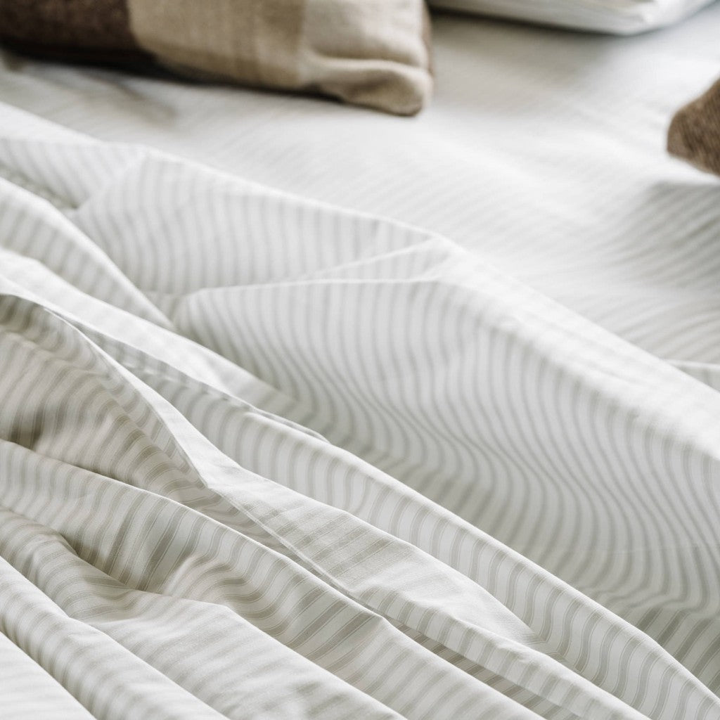 Thick crisp cotton quilt cover grey Ash Ticking Stripe