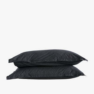 washed cotton percale oxford sham pillowcases midnight charcoal