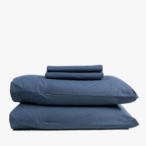 Hotel quality cotton percale sheet set Navy blue
