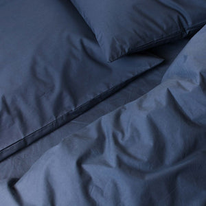 Heavyweight cotton percale sheet set Navy blue