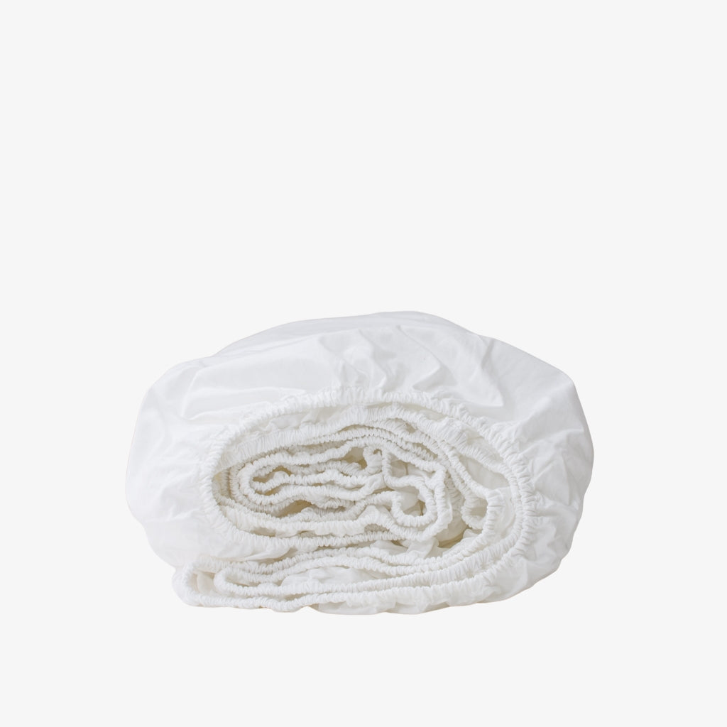 Heavyweight Cotton Percale Fitted Sheet White