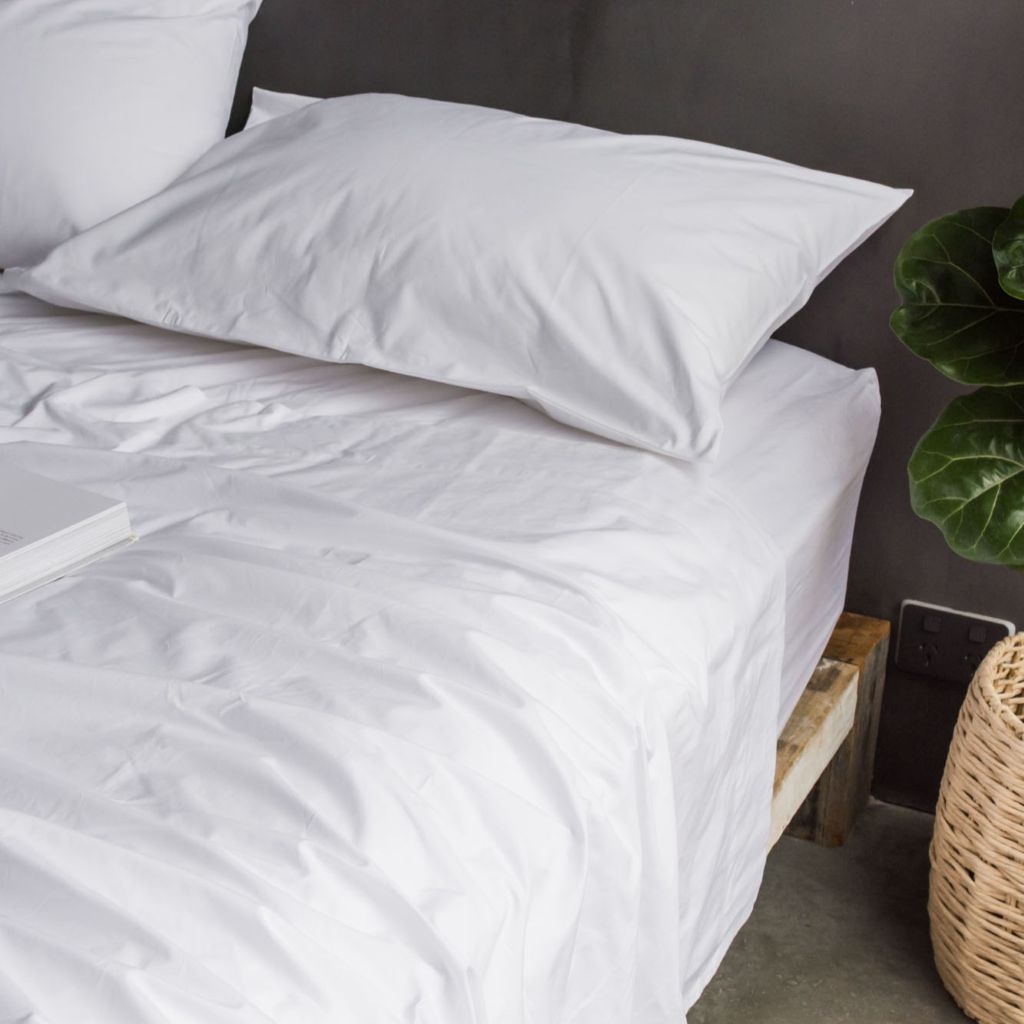 100% percale cotton flat sheet white