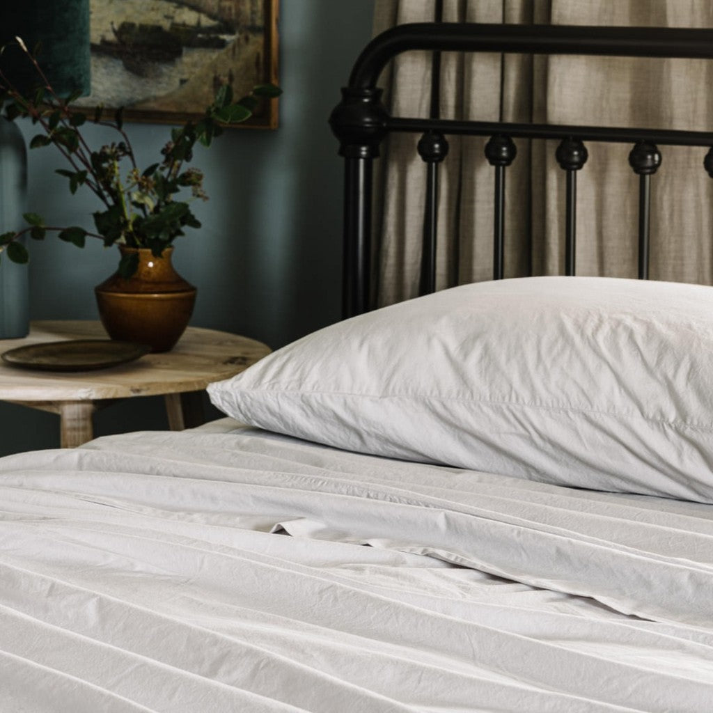 100% cotton percale quilt cover set ash grey