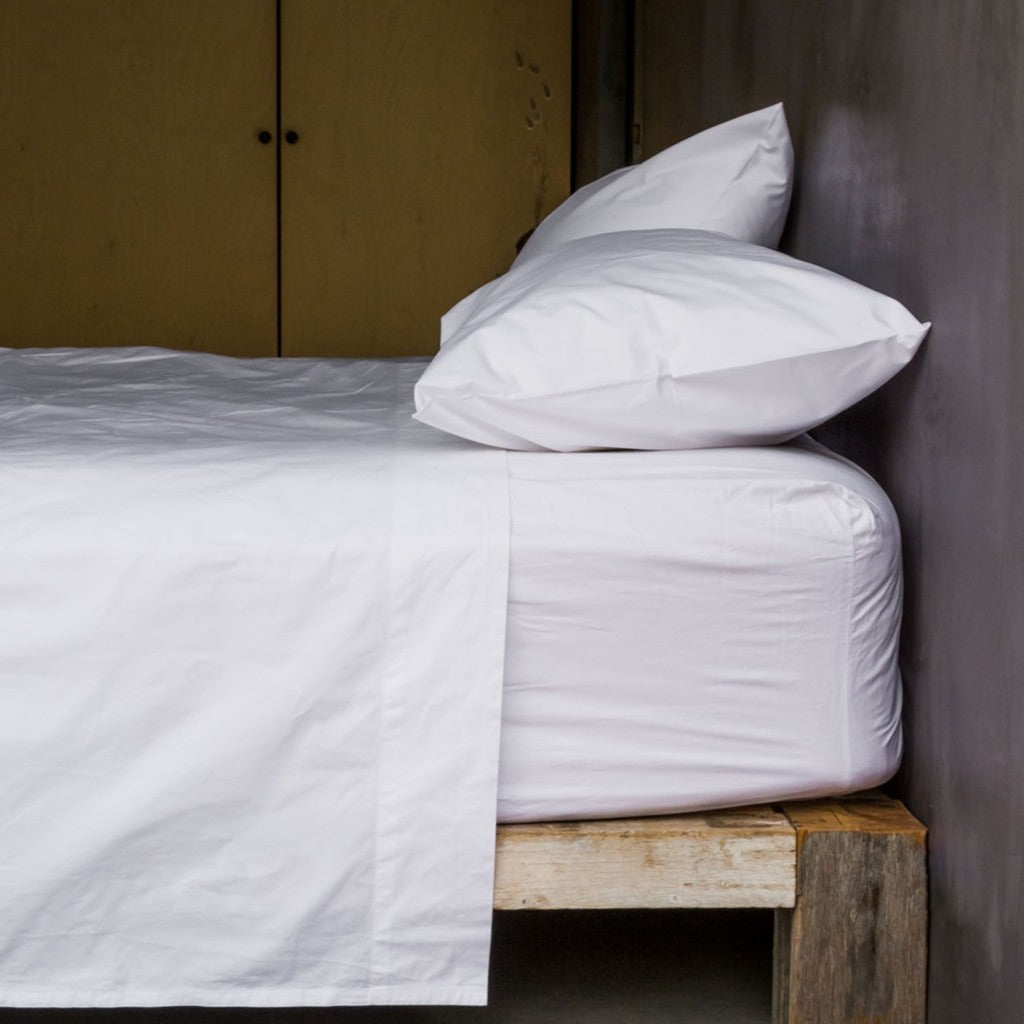 Percale Cotton Flat Sheet in White