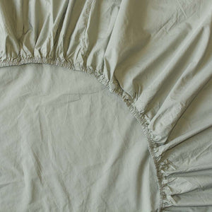Washed Cotton Percale Fitted Sheet Sage
