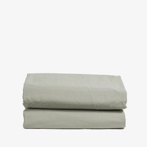 Washed cotton percale flat sheet Sage green