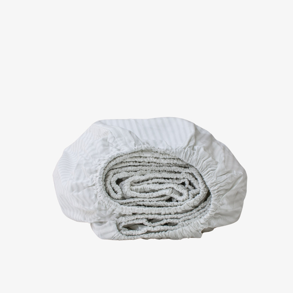 Heavy duty cotton fitted sheet ash ticking stripe