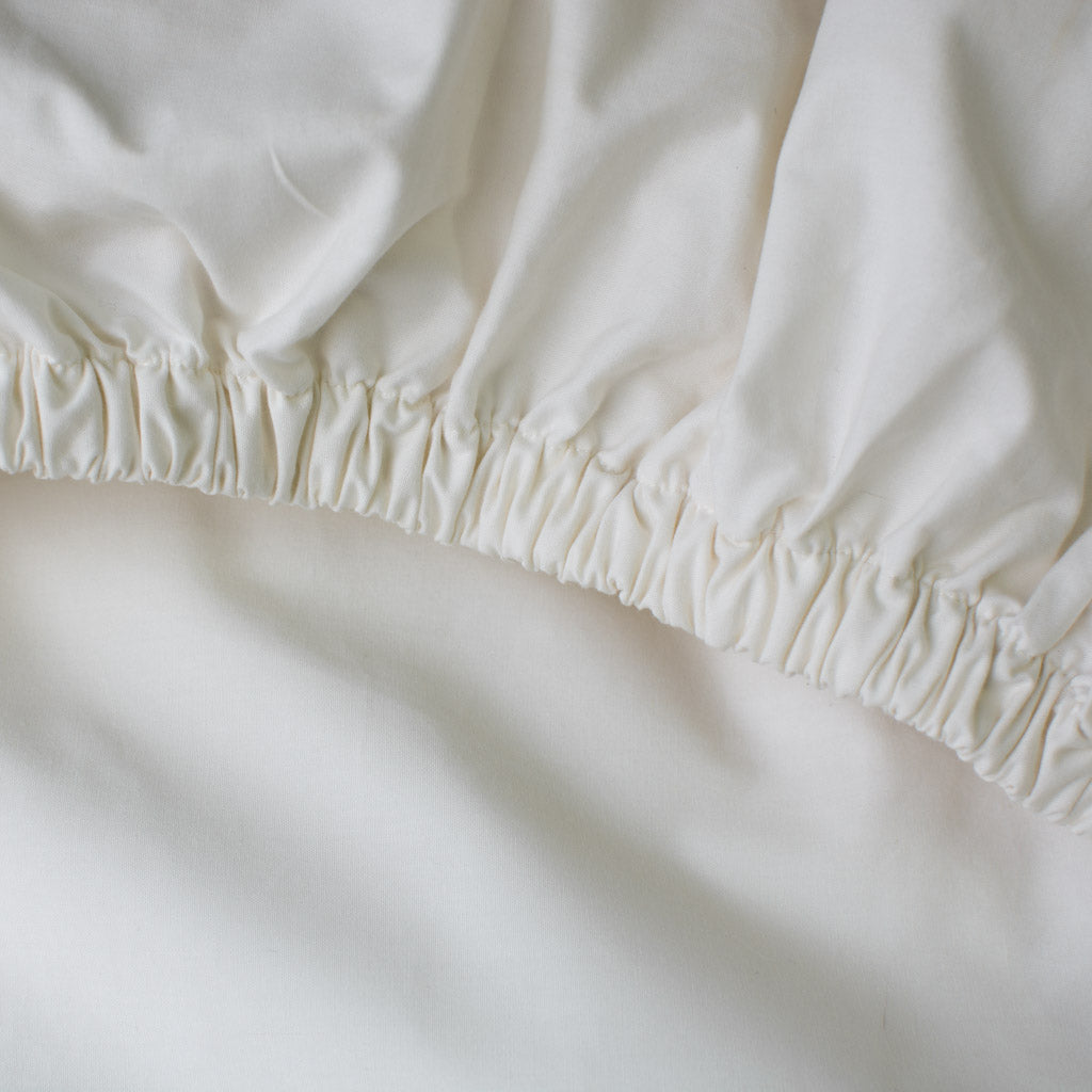 Heavyweight Cotton Percale Fitted Sheet Ivory