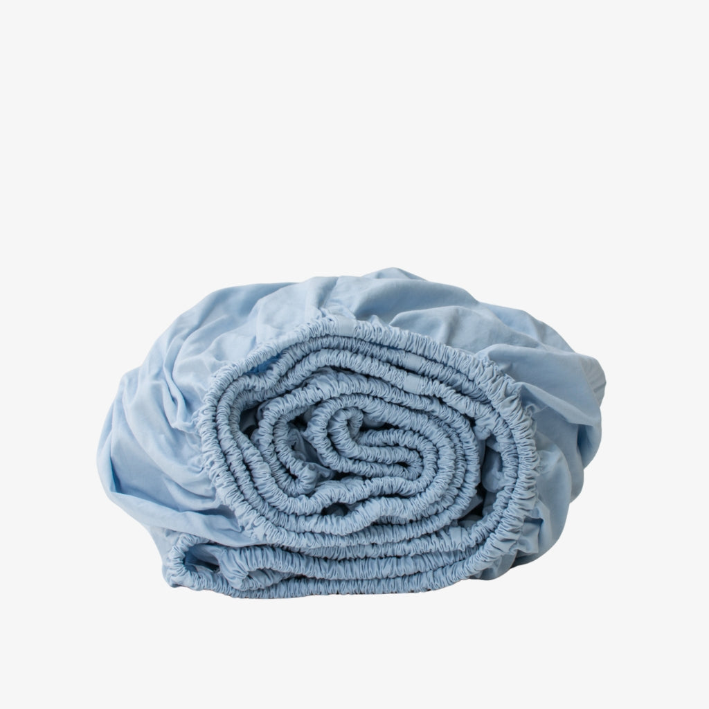 Heavyweight Cotton Percale Fitted Sheet Light Blue