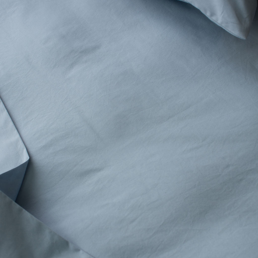 Heavyweight Percale Cotton Fitted Sheet Light Blue