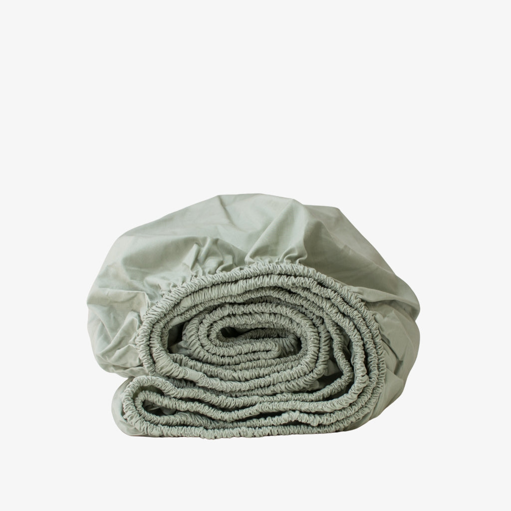 Heavyweight Cotton Percale Fitted Sheet Sage Green