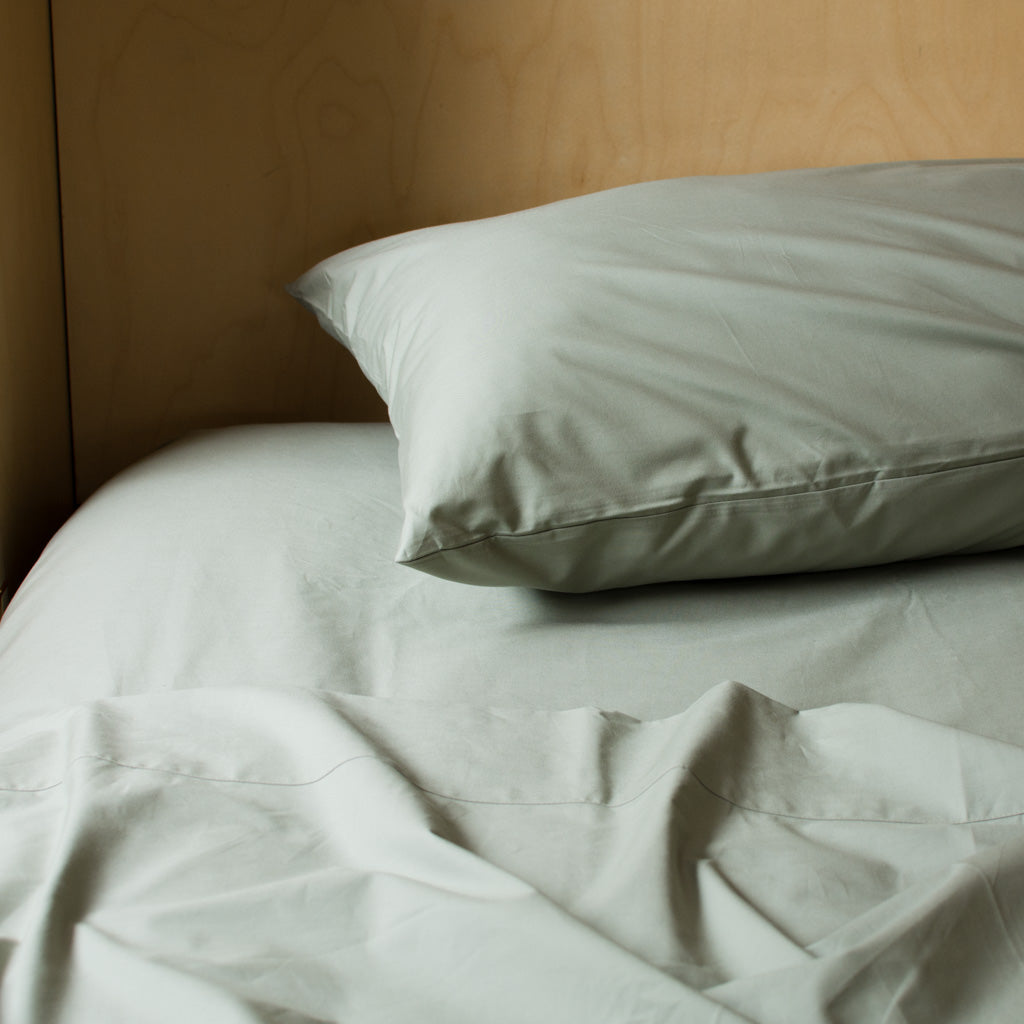 Thick cotton percale top sheet sage green