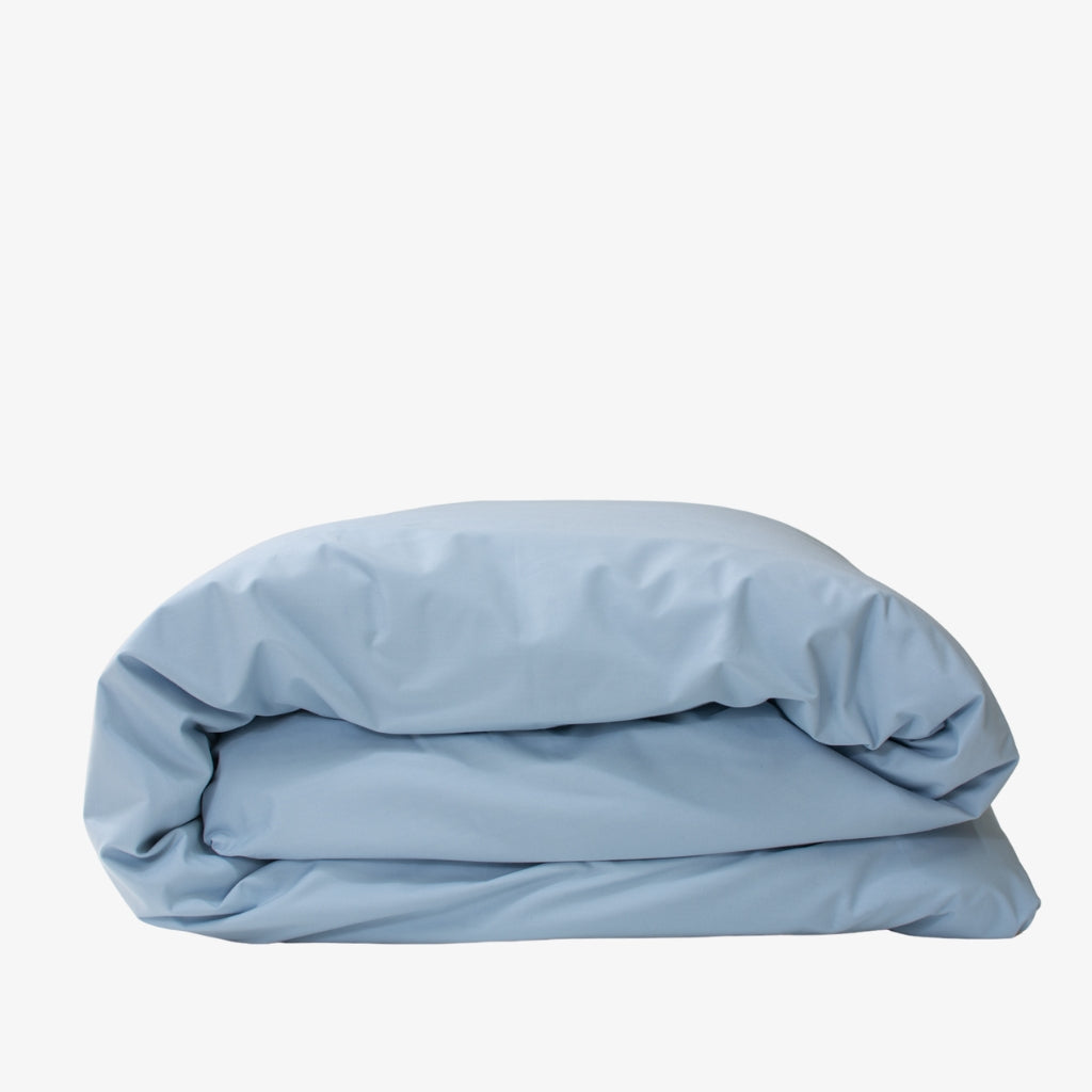 Heavyweight Cotton Percale Duvet Cover Light Blue