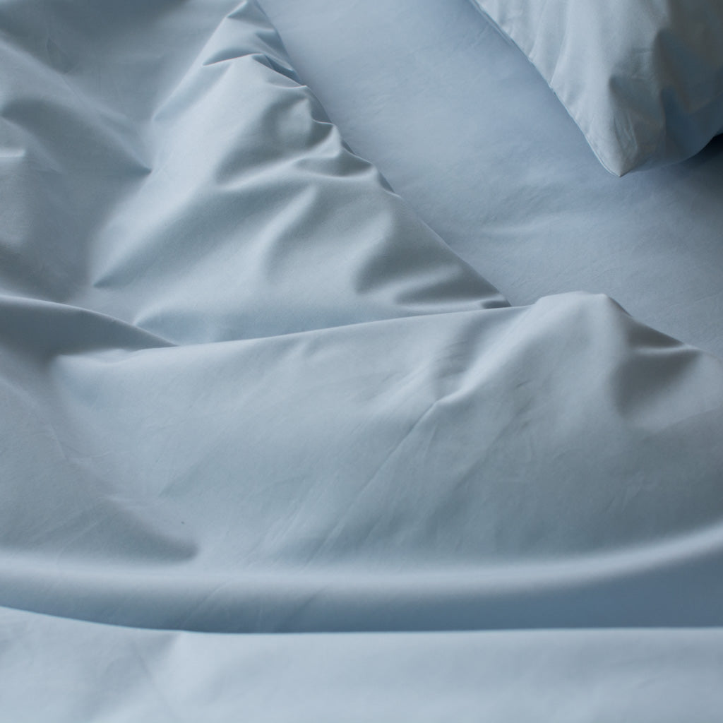 Heavyweight Cotton Percale Duvet Cover Light Blue