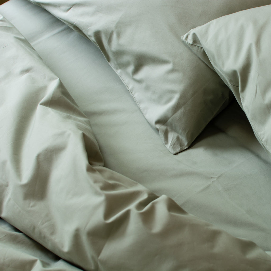 Heavyweight Cotton Percale Quilt Cover Sage Green