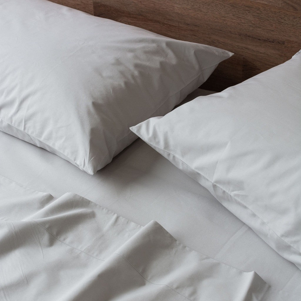 100% cotton percale pillowcases in ash grey