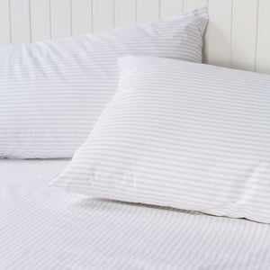 Thick Crisp Cotton Pillowslips Grey Ash Ticking Stripe