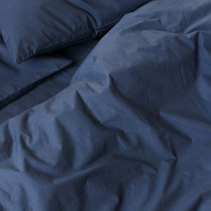 Heavy cotton percale quilt cover Navy blue