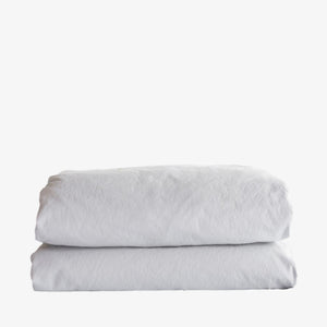 Washed Cotton Percale Flat Sheet Ash Light Grey
