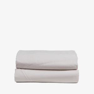 Washed cotton percale flat sheet Sand beige