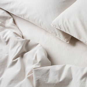 Washed Cotton Percale Pillowslips Sand Beige