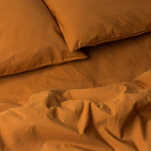 Soft Washed Cotton Percale Sheet Set Amber