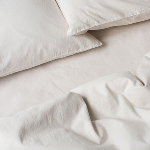 Quality Washed Cotton Percale Sheet Set Sand Beige